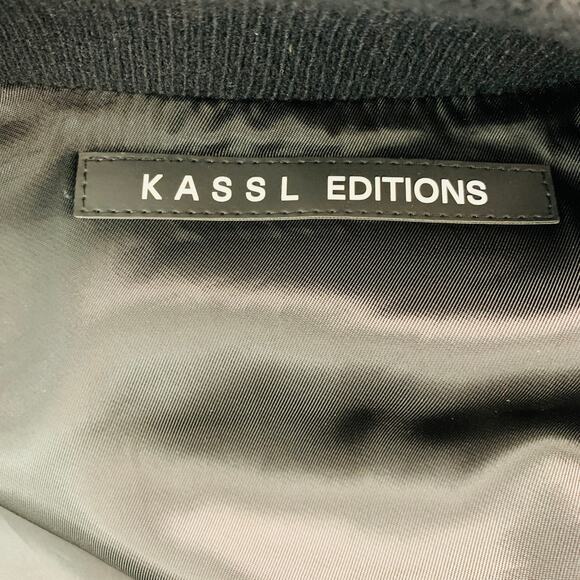 KASSL Size S Black Cotton Blend Padded Faux Leather Bomber Jacket - Picture 5 of 7